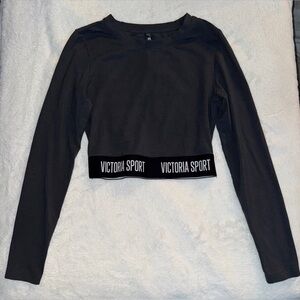 Victoria Sport Chargrey Long Sleeve Cropped top size S